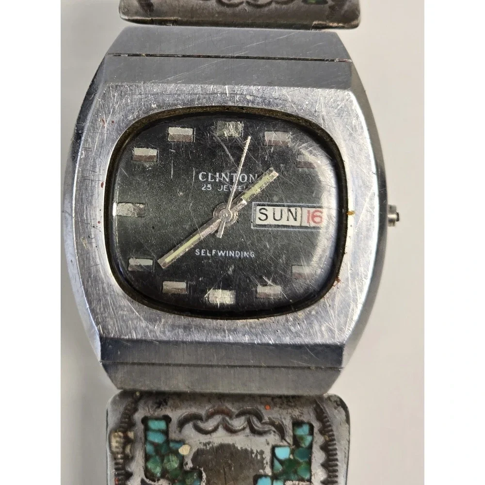 Sammy Davis SD Navajo Bracelet CLINTON automatic watch Ronda-matic 25 Jewel Runs